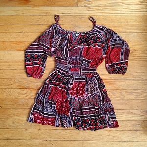 American Eagle Boho Patterned Dress with Keyhole Neckline (XS/TP)